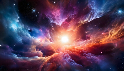 Aufkleber - Vibrant cosmic explosion with swirling colors and bright light