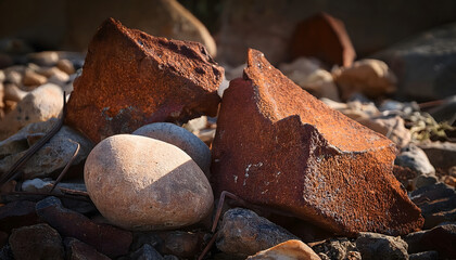 Poster - Rock formations and pebbles on a rocky surface