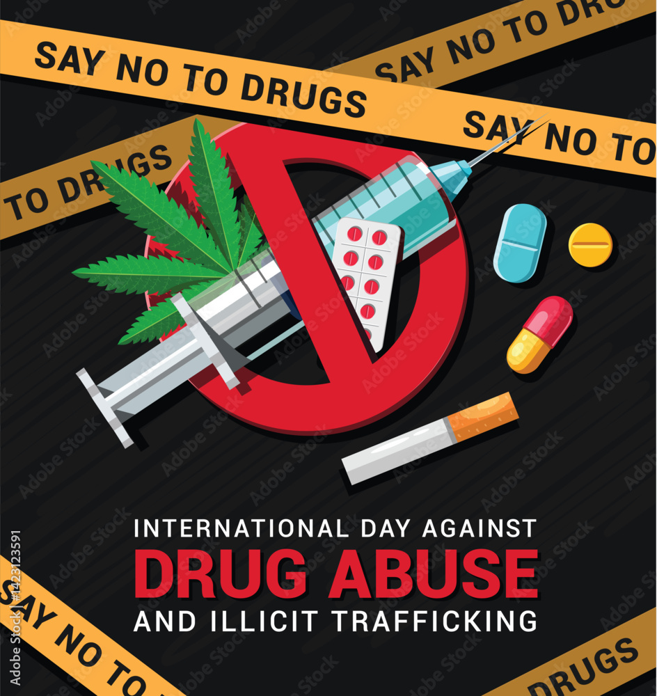 Drug abuse campaign clipart banner. Say no to drugs clip art poster for ...