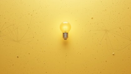 Poster - Innovative light bulb idea vibrant yellow background digital image minimalist design central viewpoint creativity unleashed