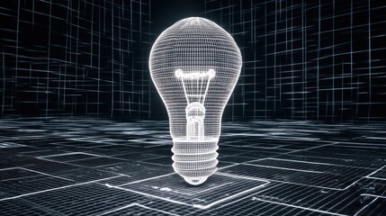 Poster - A glowing light bulb with a digital circuit background representing innovation and bright ideas in modern technology.