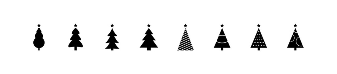 Christmas tree icon. Pine icon set. Fir tree