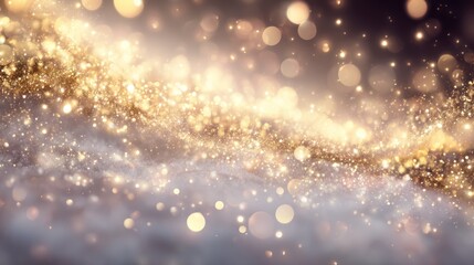 Poster - A mesmerizing display of golden sparkles and light against a soft background, evoking a sense of magic and wonder.