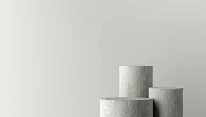 Aufkleber - Three concrete cylinders creating a pedestal on a minimal background