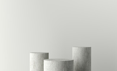 Aufkleber - Three concrete cylinders creating a pedestal on a minimal background