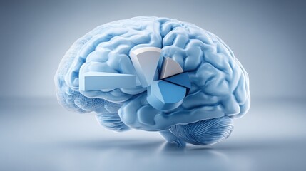 Poster - Detailed depiction of human brain with pie chart overlay symbolizing analytical thinking and intellectual power