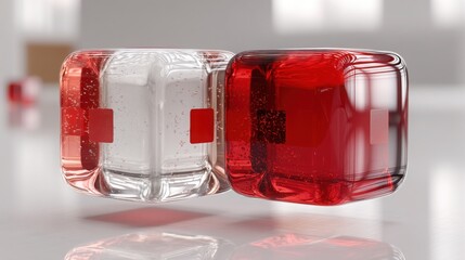 Poster - Red and white object displaying unique design elements and artistic interpretation of modern aesthetic concepts