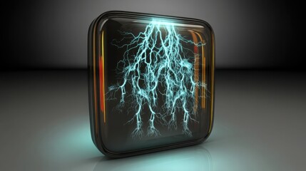Poster - App icon depicting a cell with a lightning symbol signifying secure performance and high energy efficiency concept