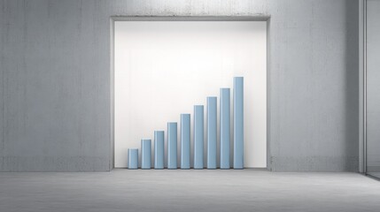 Poster - Spacious room featuring a tall column representing a bar graph as a metaphor for measured performance and growth