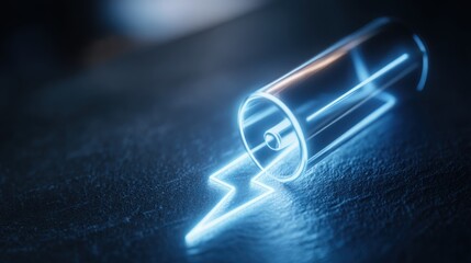 Poster - Glass tube emitting light representing power efficiency and innovative concepts in battery technology and energy solutions