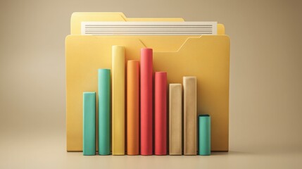 Poster - Neatly organized folder with a stack of books symbolizing knowledge management and information storage for professionals