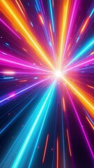 Aufkleber - Abstract colourful light trail creative cosmic background. Explosion, Hyper jump into another galaxy. Speed of light, neon glowing rays in motion