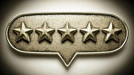 Poster - Speech bubble with five stars representing positive user feedback in a conceptual design for communication and ratings