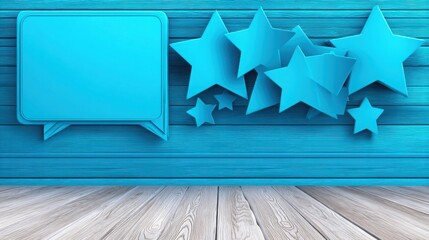 Poster - Textured blue wooden background featuring three stars in a conceptual design for user feedback and communication elements