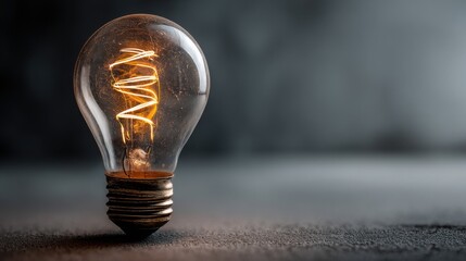 Poster - Bright light bulb illuminating a table surface as a symbol of ideas and creativity in a thought-provoking environment