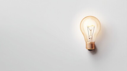 Poster - A bright light bulb mounted on a wall symbolizing creativity and innovative ideas in a modern interior design