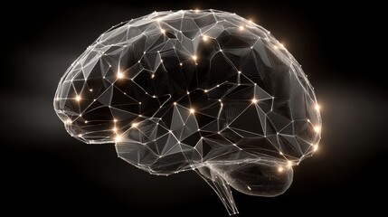 Poster - Intricate image of a brain with wires in the center representing complex neural connections and intelligent concepts