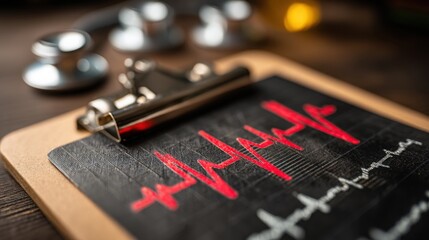 Poster - Classic black board featuring a pen illustrating the health of business systems through visual analytical representation