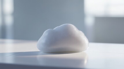 Poster - Minimalist white object on a table against a simple background representing clean design and modern aesthetics