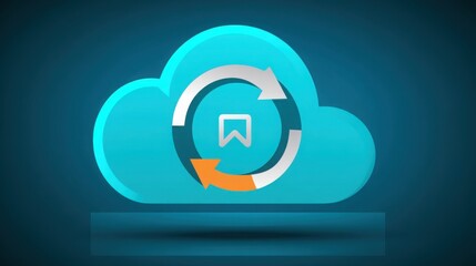 Poster - cloud with progress spinner icon representing ongoing synchronization and real-time data processing 