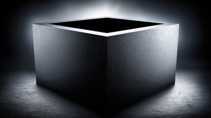 Poster - Mysterious cube illuminated in darkness highlighting the intrigue and potential of hidden depths in design