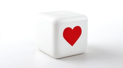 Poster - White cube featuring a red heart symbolizing love and connection in an engaging and modern conceptual design
