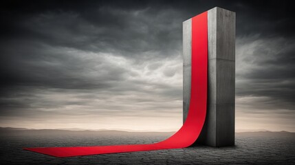 Poster - Red arrow positioned within a concrete structure representing an elevated offer and growth opportunities in business strategy