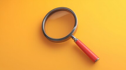 Poster - Magnified red object on bright yellow background representing detailed inspection and emphasis on data analysis techniques