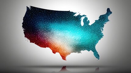 Poster - The united states map highlighting distribution warehouse icons representing economic activity and logistics in the country