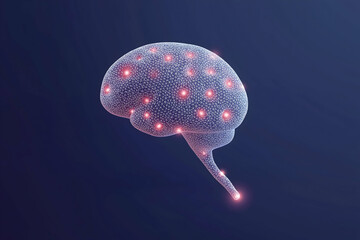 Aufkleber - A digital illustration of a brain, depicted as a network of glowing nodes connected by lines, symbolizing thought and intelligence.