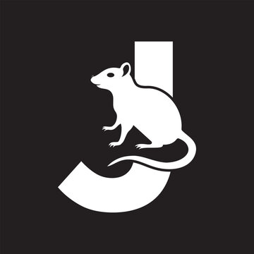 Initial Rat Logo Combine With Letter J Vector Template