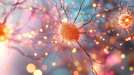 Poster - Electric data pulses moving through 3D circuits of an abstract neural network