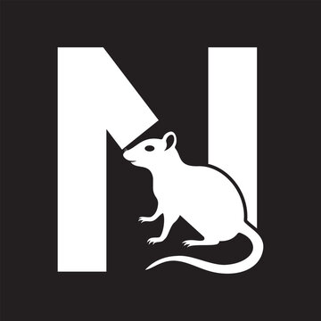 Initial Rat Logo Combine With Letter N Vector Template