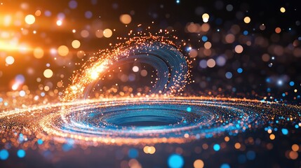 Poster - Spinning glowing blue lines forming radial motion, representing data speed and tech acceleration