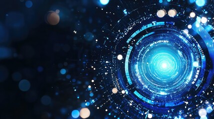 Poster - Spinning glowing blue lines forming radial motion, representing data speed and tech acceleration