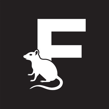 Initial Rat Logo Combine With Letter F Vector Template