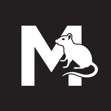 Initial Rat Logo Combine With Letter M Vector Template