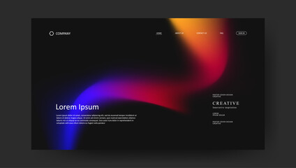 Fototapete - Abstract wave futuristic design of landing page. retro fluid gradient website design