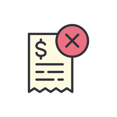 Wall Mural - Cancel payment colored icons, minimalist vector illustration ,simple transparent graphic element .Isolated on white background
