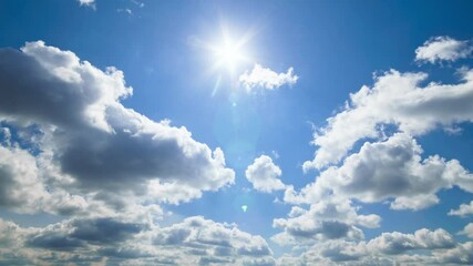 Wall Mural - beautiful blue sky with soft white clouds timelapse for abstract background