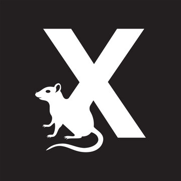 Initial Rat Logo Combine With Letter X Vector Template