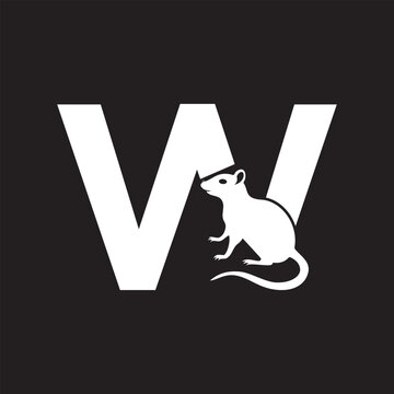 Initial Rat Logo Combine With Letter W Vector Template