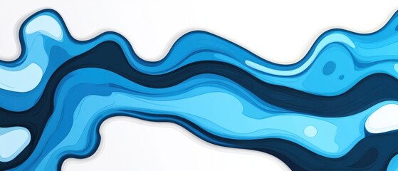 Poster - Abstract blue water wave background with paper cut style, layered shapes and fluid design for modern graphic design and creative concept
