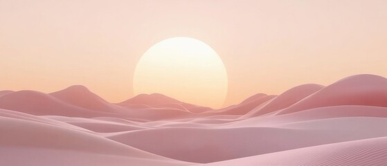 Leinwandbilder - Dreamy pink desert landscape with a large sun, creating a serene and surreal atmosphere Concept of tranquility, minimalism, and abstract nature