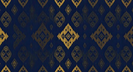 Poster - Playful Bohemian Multicolor Ikat Textile Pattern with Bright Stripes