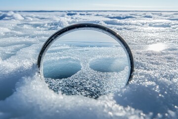 lake ice. fractured ice art on baikal lake winter landscape