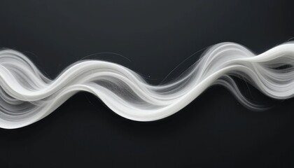Poster - Dynamic white waves flowing on dark background abstract art digital design minimalist environment artistic viewpoint fluid motion concept
