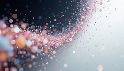 Poster - Dynamic colorful particles dancing in space abstract digital art modern aesthetic vibrant atmosphere close-up view visual concept