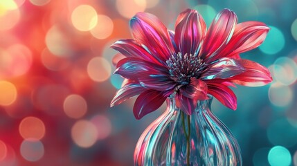 Leaf Flower. Spring Natural Plant in Botany Glass Vase Decor