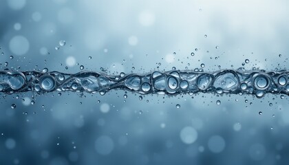 Poster - Flowing water drops underwater scene macro photography marine environment close-up view reflection and refraction of light
